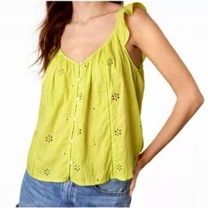 NWT! Velvet by Graham & Spencer Women's Green Floral Eyelet Coco Tank-Top Large